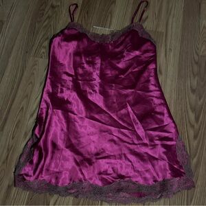 Victoria's Secret Magenta Satin and Lace Slip Dress‎ Y2k Vintage Sexy Princess